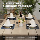 PURPLE LEAF Sanori Patio Dining Set Modern Large Weather-Resistant Table and Aluminum Chairs with Cushions for Garden Beige