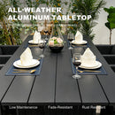 PURPLE LEAF Sanori Outdoor Dining Set Weather-Resistant Aluminum Table and Chairs Set with Backrest Pillow and Olefin Cushions for Deck