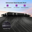 PURPLE LEAF Metal Gazebo Double Roof Wood Grain Aluminum Frame with Curtains and Netting
