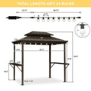 PURPLE LEAF Hardtop Grill Gazebo for Patio Bronze Permanent Metal Roof Outside Sun Shade Outdoor BBQ Canopy with String Lights