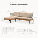 PURPLE LEAF Sicilia L-Shaped Modular Outdoor Sectional with Sunbrella Khaki Cushions Flexible Layout for Poolside Casual Lounge