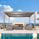PURPLE LEAF Athena Louvered Pergola Modern Champagne Pergola with Adjustable Roof for Deck Backyard Garden