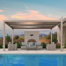 PURPLE LEAF Athena Louvered Pergola Modern Champagne Pergola with Adjustable Roof for Deck Backyard Garden