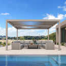 PURPLE LEAF Athena Louvered Pergola Modern Champagne Pergola with Adjustable Roof for Deck Backyard Garden