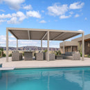 PURPLE LEAF Athena Louvered Pergola Modern Champagne Pergola with Adjustable Roof for Deck Backyard Garden