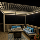 PURPLE LEAF Caesar Solar Louvered Pergola with LED Strip Lights and Control Panel Aluminum Outdoor Pergola with Adjustable Roof for Patio Deck Garden Yard Bronze