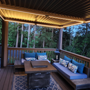 PURPLE LEAF Caesar Solar Louvered Pergola with LED Strip Lights and Control Panel Aluminum Outdoor Pergola with Adjustable Roof for Patio Deck Garden Yard Bronze