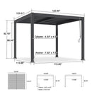 PURPLE LEAF Caesar Louvered Pergola with Yellow String Lights Patio Aluminum Pergola with Independent Adjustable Rainproof Roof Hardtop Pergola for Outdoor Deck Garden Yard