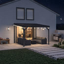 PURPLE LEAF Lean to Gazebo Metal Roof Patio Cover Built-in Drain Slots Wall Mounted Gazebo with Lights-mikly for Outdoor Extension