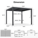 PURPLE LEAF Caesar Louvered Pergola with Yellow String Lights Patio Aluminum Pergola with Independent Adjustable Rainproof Roof Hardtop Pergola for Outdoor Deck Garden Yard