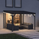 PURPLE LEAF Lean to Gazebo Metal Roof Patio Cover Built-in Drain Slots Wall Mounted Gazebo with Lights-mikly for Outdoor Extension