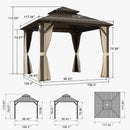 PURPLE LEAF Hardtop Gazebo Featuring Galvanized Steel Double Roof and Bronze Aluminum Frame with Curtains and Netting for Patio and Poolside