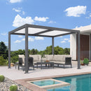 PURPLE LEAF Caesar Outdoor Louvered Pergola Patio Sun Shade Shelter with Adjustable Hardtop Patio Pergola Gray Frame White Roof