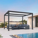 PURPLE LEAF Athena Louvered Pergola Modern Grey Pergola with White Roof for Deck Backyard Garden