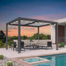 PURPLE LEAF Caesar Louvered Pergola with String Lights Patio Aluminum Pergola with Independent Adjustable Rainproof Roof With Yellow Lights