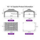PURPLE LEAF Hardtop Gazebo for Patio Wood Grain Aluminum Frame Awning with String Lights-clear