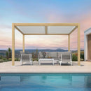 PURPLE LEAF Caesar Louvered Pergola Outdoor Wood Grain Aluminum Pergola with Adjustable Roof Patio Hardtop Gazebo for Backyard Garden