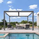 PURPLE LEAF Caesar Outdoor Louvered Pergola Patio Sun Shade Shelter with Adjustable Hardtop Patio Pergola Gray Frame White Roof