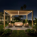 PURPLE LEAF Caesar Solar Louvered Pergola with LED Strip Lights and Control Panel Aluminum Outdoor Pergola with Adjustable Roof for Patio Deck Garden Yard Champagne