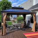 PURPLE LEAF Outdoor Hardtop Gazebo for Garden Bronze Double Roof Aluminum Frame Pavilion with Reinforcement Support Rod
