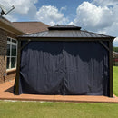 PURPLE LEAF Outdoor Hardtop Gazebo for Patio Bronze Aluminum Frame Pavilion with Navy-Blue Curtain and Reinforced Support Rods
