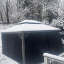 PURPLE LEAF Patio Gazebo for Pool Light Grey Hardtop Galvanized Steel Roof with Upgraded Curtains