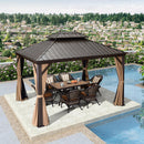 PURPLE LEAF Outdoor Hardtop Gazebo for Garden Bronze Double Roof Aluminum Frame Pavilion