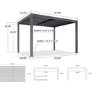 PURPLE LEAF Caesar Outdoor Louvered Pergola Patio Sun Shade Shelter with Adjustable Hardtop Patio Pergola Gray Frame White Roof