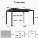 PURPLE LEAF Caesar Solar Louvered Pergola with LED Strip Lights and Control Panel Aluminum Outdoor Pergola with Adjustable Roof for Patio Deck Garden Yard Bronze