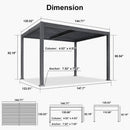 PURPLE LEAF Caesar Louvered Pergola with Yellow String Lights Patio Aluminum Pergola with Independent Adjustable Rainproof Roof Hardtop Pergola for Outdoor Deck Garden Yard