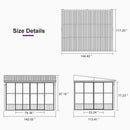 PURPLE LEAF Wall Mounted Sunroom Galvanized Steel Sloped Roof Lean-to Enclosed Aluminum Grey Frame Wood Grain Columns for Outdoor Home Extension