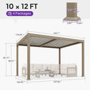 PURPLE LEAF Caesar Solar Louvered Pergola with LED Strip Lights and Control Panel Aluminum Outdoor Pergola with Adjustable Roof for Patio Deck Garden Yard Champagne