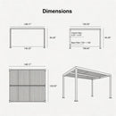 PURPLE LEAF Athena Louvered Pergola Grey Outdoor Aluminum Pergola with Shutter Wall Adjustable Gazebo Rainproof for Patio Deck Garden