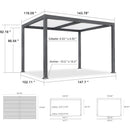 PURPLE LEAF Caesar Outdoor Louvered Pergola Patio Sun Shade Shelter with Adjustable Hardtop Patio Pergola Gray Frame White Roof