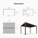 PURPLE LEAF Athena Louvered Pergola Bronze Outdoor Aluminum Pergola with Strip Lights Adjustable Gazebo for Patio Deck Garden