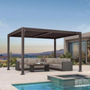 PURPLE LEAF Caesar Louvered Pergola Outdoor Adjustable Louvre Shade Modern Patio Aluminum Pergola with  Yellow Lights