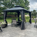 PURPLE LEAF Grey Hardtop Gazebo with Heavy Duty Galvanized Steel Double Roof with Netting and Curtains