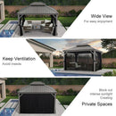 PURPLE LEAF Patio Gazebo for Pool Light Grey Hardtop Galvanized Steel Roof with String Lights-milky