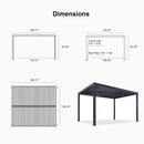 PURPLE LEAF Athena Louvered Pergola Grey Outdoor Aluminum Pergola with Strip Lights Adjustable Gazebo for Patio Deck Garden