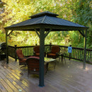 PURPLE LEAF Patio Gazebo for Backyard Grey Hardtop Galvanized Steel Roof Awning（not include curtains）
