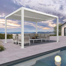 PURPLE LEAF Athena Louvered Pergola Modern White Pergola with Adjustable Roof for Deck Backyard Garden