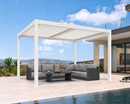PURPLE LEAF Caesar LED Louvered Pergola with Integrated Solar Strip Lights Adjustable Aluminum Louvers Wind Resistant Pergolas for Patio Dining Deck Garden Yard White