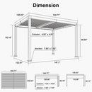 PURPLE LEAF Caesar LED Louvered Pergola with Integrated Solar Strip Lights Adjustable Aluminum Louvers Wind Resistant Pergolas for Patio Dining Deck Garden Yard White