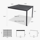 PURPLE LEAF Caesar Wall Mounted Louvered Pergola, All-Aluminum Patio Cover with Adjustable Roof, Hidden Gutter Drainage, Lean-to Pergola for Deck, Backyard, Porch, Dark Gray