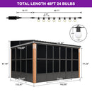 PURPLE LEAF Wall Mounted Sunroom Galvanized Steel Sloped Roof Lean-to Gazebo Aluminum Grey Frame Wood Grain Columns for Outdoor Home Extension with String Lights