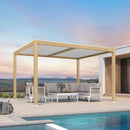 PURPLE LEAF Caesar Louvered Pergola Outdoor Wood Grain Aluminum Pergola with Adjustable Roof Patio Hardtop Gazebo for Backyard Garden