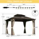 PURPLE LEAF Hardtop Gazebo Featuring Galvanized Steel Double Roof and Bronze Aluminum Frame with Curtains and Netting for Backyard with Lights-milky