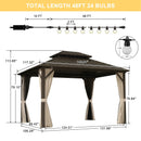 PURPLE LEAF Hardtop Gazebo Featuring Galvanized Steel Double Roof and Bronze Aluminum Frame with Curtains and Netting for Poolside with Lights-clear