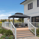 PURPLE LEAF Patio Gazebo for Backyard Grey Hardtop Galvanized Steel Roof Awning（not include curtains）