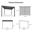 PURPLE LEAF Caesar Hardtop Louvered Pergola, Slanted Roof Outdoor Aluminum Patio Pergola with Adjustable Rainproof Roof, Heavy-Duty Lean to Gazebo for Patios Backyard Deck, Gray